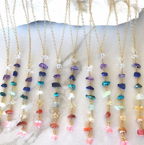 Chakra Stones Jewelry, Pride Necklace, Chakra Necklace, Rainbow Necklace, Gilbert Az, Healing Crystal Jewelry, Y Necklace, Chakra Jewelry, 7 Chakra