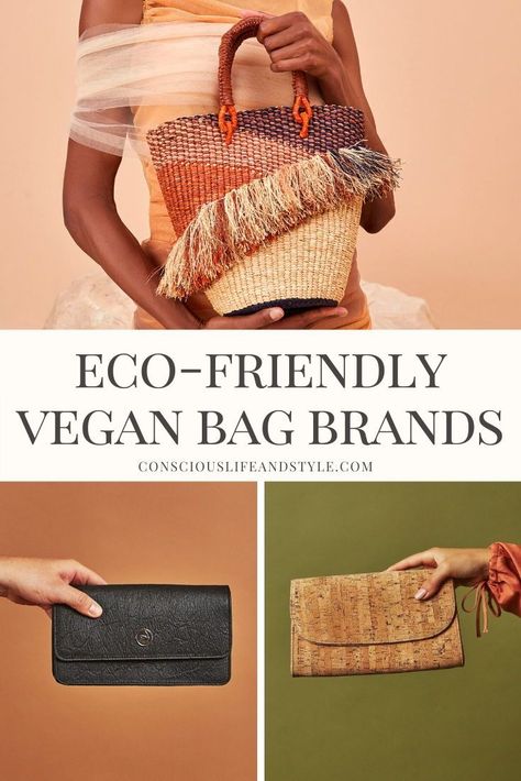 It’s not always easy to find brands with eco-friendly, vegan, and ethical bags. But there are some brands that really do it all. These brands have sustainable bags made from materials like Piñatex, cork, rattan, organic cotton, palm leaves, hemp, eco-suede and more perfect for any occasion and need with clutches, crossbody bags, tote bags, backpacks, duffle bags, belt bags, small purses, shoulder bags, and even wallets. #ConsciousStyle #Vegan #VeganFashion Sustainable Bags Eco Friendly, Vegan Accessories, Sustainable Bags, Eco Friendly Clothing Brands, Bag Photography, Ethical Clothing Brands, Vegan Bag, Sustainable Brands, Sustainable Accessories