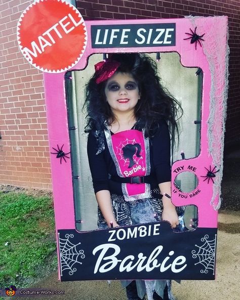 Gothic Barbie Costume, Vampire Barbie Costume, Scary Barbie Halloween Costume, Zombie Barbie Makeup, Scary Barbie Costume, Zombie Barbie Costume, Zombie Princess Costume, Scary Barbie, Barbie Box Costume