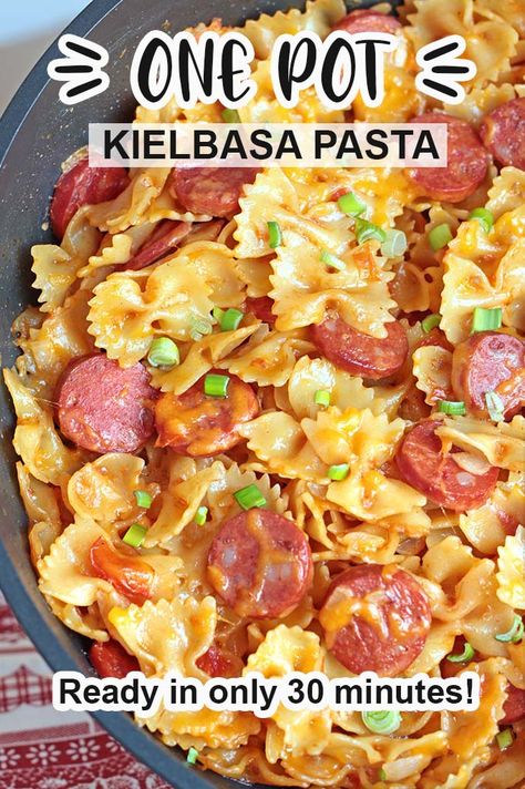 Kielbasa Pasta Recipes, Kielbasa Pasta, Resep Pasta, Kielbasa Recipes, Kielbasa Sausage, Cheesy Pasta, Pasta Dinner Recipes, Läcker Mat, God Mat