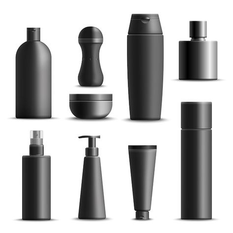 Mens cosmetics realistic set Free Vector | Free Vector #Freepik #freevector #body-spray #deodorant #deodorant-spray #cosmetic-bottle Mens Cosmetics, Skincare Images, Beauty Cosmetics Design, Shampoo Packaging, Men's Skincare, Alat Makeup, Black Packaging, Cosmetic Packaging Design, Skin Care Packaging