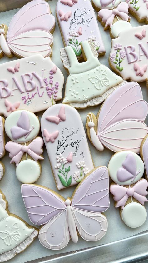 Hellen on Reels | Lana Del Rey · Radio Taylor Swift Baby Shower Cookies, Butterfly Baby Shower Cookies, Lana Del Rey Radio, Fondant Creations, Lavender Baby Showers, Butterfly Baby Shower Theme, Butterfly Cookies, Royal Iced Cookies, Electric Purple