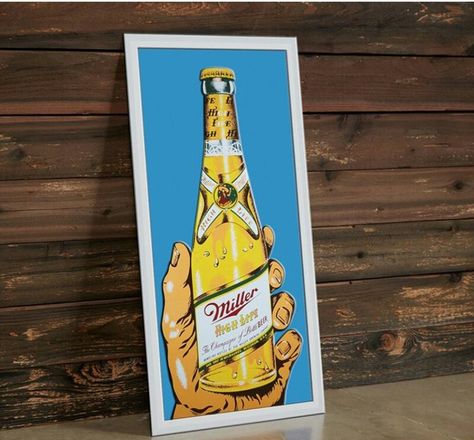 Vintage Miller High Life sign Miller Lite Party, Miller Beer Poster, Memorial Pins, Miller Lite Cooler Painting, Can Drawing, Vintage Miller Lite Poster, Miller High Life, Miller Lite, Gold Peak Tea