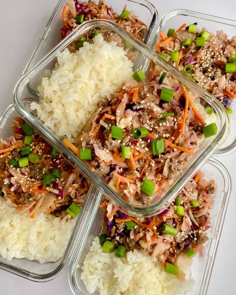 Pyrex Bowl Meal Prep, Glass Bowl Meal Prep, Single Serve Glass Bowl Meal Prep, Eggroll Recipes, Healthy Lunches Recipes, Healthy High Protein Meal Prep, Chicken Bowl Meal Prep, Meal Prep Family, Macro Eating