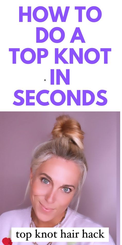 How To Tie A Top Knot, Easy Top Knot Long Hair Bun Tutorials, How To Do A Top Knot Bun, Long Hair Top Knot, Top Knot Short Hair, Too Knot Bun, Top Knot With Bangs, Hair Top Knot, Short Hair Top Knot