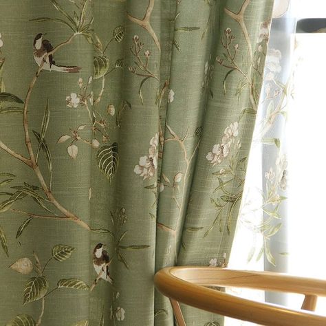 Amazon.com: Vintage Birds Theme Curtains 96 Inch Long,Farmhouse Decorative Patio Door Curtains & Drapes Grommet Thick Weight Vertical Panels Privacy Assured with Light-filtering,1 Green Panel W75''x L96'' : Home & Kitchen