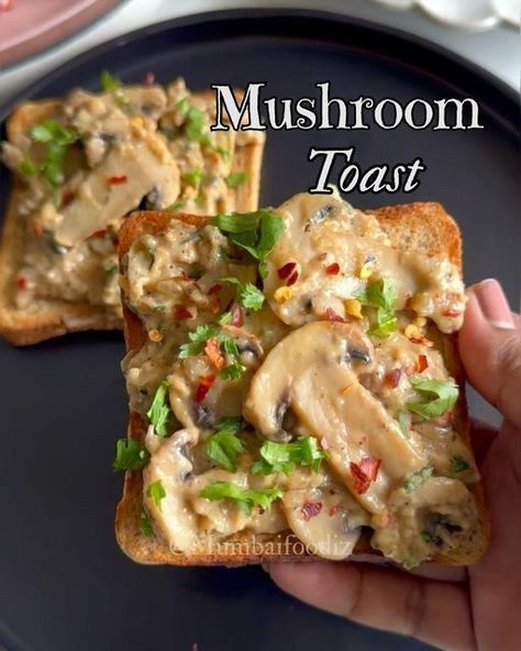 Ravika Thorat on Instagram: "Must-try creamy mushroom toast! 🍄🥪 A quick and easy breakfast or snack, perfect for any day.

Ingredients:

	•	🧈 1 tbsp Butter (or Olive Oil)
	•	🧄 4-5 cloves Garlic, chopped
	•	🧅 1 Onion, chopped
	•	🍄 1 cup Mushrooms, sliced
	•	🌶️ 1 tsp Chili Flakes
	•	⚫ ½ tsp Black Pepper Powder
	•	🌿 1 tsp Oregano
	•	🧂 Salt, to taste
	•	🌾 2 tbsp Oats Powder
	•	🥛 1 cup Milk
	•	🧀 1 small cube Cheese, grated (optional)
	•	🌿 Fresh Coriander, chopped
	•	🍞 Brown or Multigrain Bread, toasted

Method:

	1.	Sauté garlic and onions in butter/oil.
	2.	Add mushrooms, spices, and salt.
	3.	Mix in oats powder, milk, and cheese (optional).
	4.	Spread on toasted bread and garnish with coriander.
✅ Save 
✅ Share 
✅ Follow @mumbaifoodiz 
.
.
.
(Mushroom toast, easy breakfast, heal Mushroom Toast, Multigrain Bread, Powder Milk, Toasted Bread, Cheese Cubes, Milk And Cheese, Butter Oil, Creamy Mushrooms, Multigrain