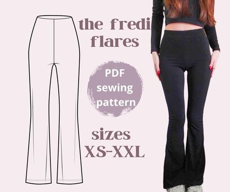 sewing pattern - the Fredi Flares - flared leggings pants sewing pattern - flares sewing pattern Flared Leggings Sewing Pattern, Flare Leggings Pattern, Flare Pants Sewing Pattern, Sewing Patterns Corset, Flare Pants Pattern, Design Software Free, Pants Pattern Free, Clothes Blouses, Pattern Board