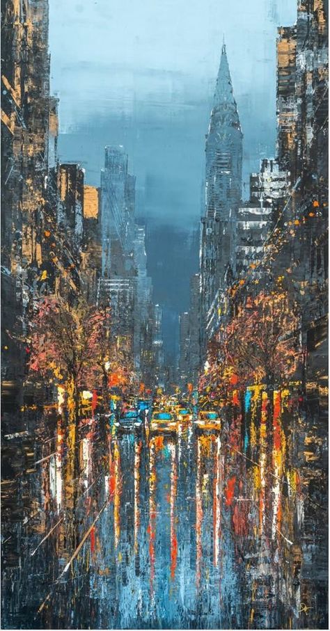 Paul Kenton, Portrait Palette, City Scape Painting, New York Painting, Portrait Artists, Acrylic Portrait Painting, New York Cityscape, Rainy City, Digital Painting Portrait