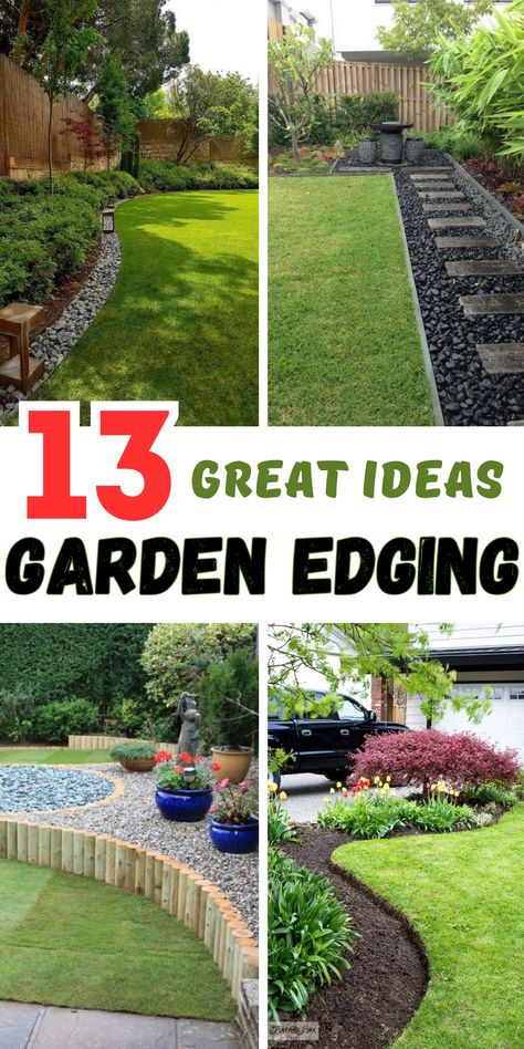 Unleash your creativity with 13 garden edging ideas to enhance your yard. Discover how sleeper borders can add a unique touch to flower beds, or how everedge can create a clean, modern look. Learn about cheap and effective options like log and rubber edging. Whether it's for a front yard or a cozy cottage garden, these ideas will elevate your outdoor space. Raised Garden Edging, Edging Garden Beds, Flower Bed Edging Ideas Diy, Garden Bed Edge Ideas, Yard Flower Bed Ideas, Garden Liner Ideas, Front Garden Flower Bed Ideas, Yard Borders Landscape Edging, How To Make A Flower Bed Front Yards