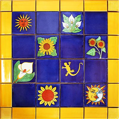 Bathroom Courtyard, Mexican Tile Backsplash, Animal Tiles, Tile Backsplash Ideas, Backsplash Mural, Mexican Tiles, Mexican Talavera Tile, Backsplash Tiles, Mexican Ceramics