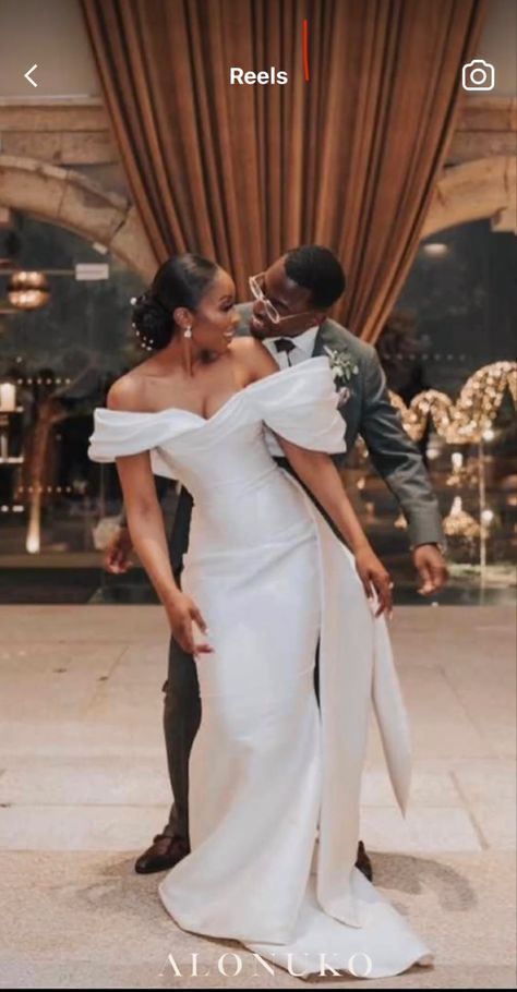 Satin Wedding Dress Black Women, Clean Line Wedding Dress, Bride Dress Black Woman, Vintage Wedding Dress Black Woman, Engagement Dress Black Women, Modest Wedding Dresses Black Women, Simple Wedding Dress Black Women, Black Women In Wedding Dresses, Wedding Dresses On Black Women