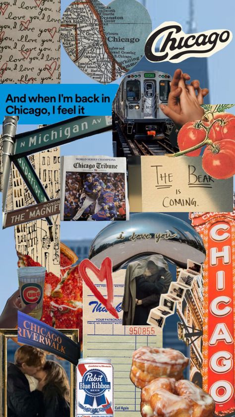 “When I’m back in chicago I feel it” Chicago Collage, It Wallpaper, Im Back, Feel It, Chicago, Collage