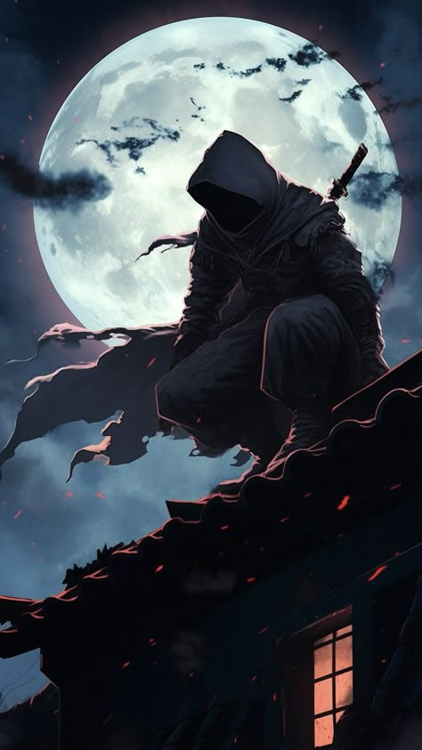 Dark Ninja Wallpaper, Assasin Anime Art, Dark Fantasy Artwork Wallpaper, Assassin Wallpaper, Anime Assassin, Dark Ninja, Japanese Art Samurai, Arte Ninja, Samurai Wallpaper