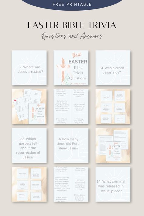 How well does your family know the Easter story? These Easter trivia questions will test your Bible knowledge of the story of the resurrection of Jesus Christ.   As Easter season draws closer, I like to take time the week before to review the Biblical story of Easter with my children to help prepare our hearts to celebrate Jesus’ resurrection.  #ourlifehomeschooling #eastertrivia #freeprintable #easterbibletrivia #easterbibletriviaprintable #easterbibletriviafreeprintable #easterfreeprintable Easter Bible Trivia, Bible Trivia Questions And Answers, Bible Trivia Questions, Easter Trivia, Where Is Jesus, Easter Songs, Small Group Bible Studies, Bible Trivia, Celebrate Jesus