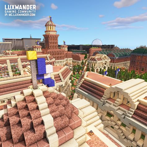 Welcome to part three of the Addox-Schuttle University Build Showcase series! This photo showcases the beautiful skyline of the campus! You can also see a bit of the center courtyard below! Sand Village, Center Courtyard, Village Minecraft, University Series, Minecraft City, Minecraft Tutorial, Minecraft Ideas, Minecraft Houses, Minecraft