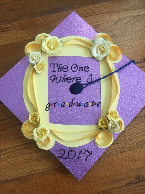 My graduation cap! #TheOneWhereIGraduate #friends Friends Themed Graduation Cap, Tamu Graduation, Science Graduation Cap, Senior Caps, Graduation Cap Designs College, Graduation Goals, Grad Cap Ideas, Graduation Candy Buffet, Funny Graduation Caps