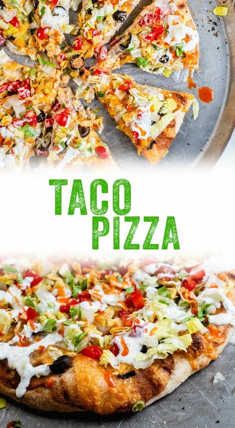 Easy Taco Pizza, Taco Pizza Recipes, Pizza Buffet, Best Pizza Dough Recipe, Salad Dressing Recipes Healthy, Best Pizza Dough, Best Homemade Pizza, Taco Pizza, Vegetarian Cookbook