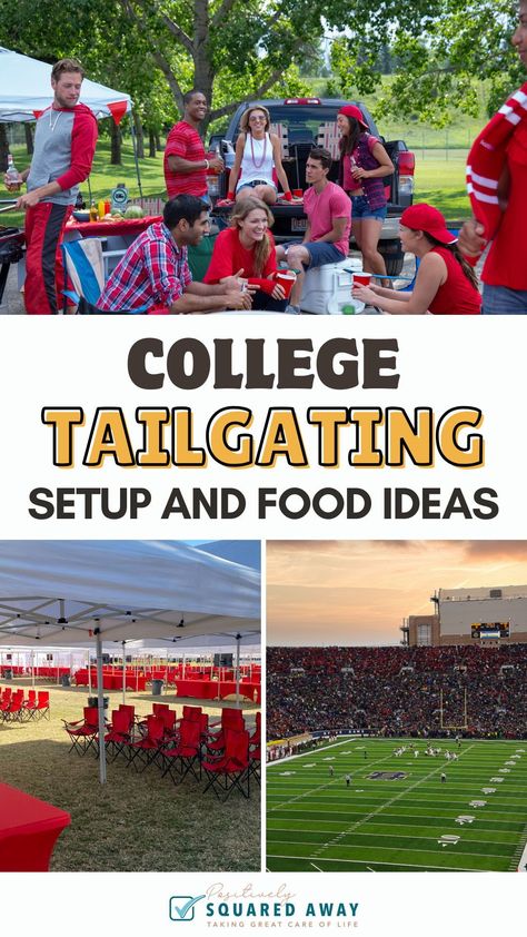 Make game day a breeze with this ultimate tailgate checklist! From tailgate setup ideas to easy tailgate food, get college tailgating essentials, smart tailgating hacks, and tips for a memorable game day. Tailgate Themes Ideas, Tailgate Setup Ideas, College Moving Tips, Tailgate Checklist, Dorm Supplies List, Tailgate Setup, Tailgating Hacks, College Meal Planning, Tailgating Setup