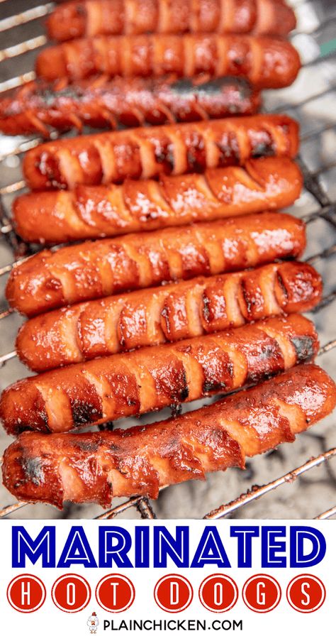 Marinate Hot Dogs, Blackstone Food For A Crowd, Hot Dogs On Grill, Easy Hot Sandwiches For A Crowd, Grilled Onions For Hot Dogs, Make Ahead Hot Dogs, Best Grilled Hot Dogs, Hot Dogs With Peppers And Onions, Hot Dogs On The Grill