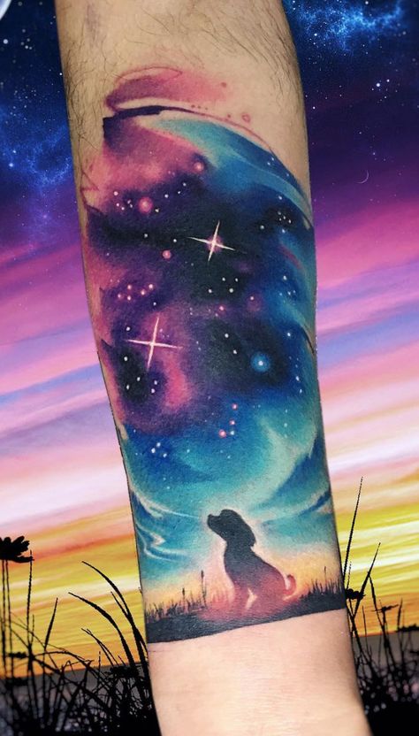 Galaxy Filler Tattoo Ideas, Galaxy Tattoo Filler, Galaxy Chest Tattoo Female, Space Tattoo Color, Space Inspired Tattoos, Cosmic Tattoo Galaxies, Cosmic Tattoo Ideas, Night Sky Tattoos, Space Sleeve