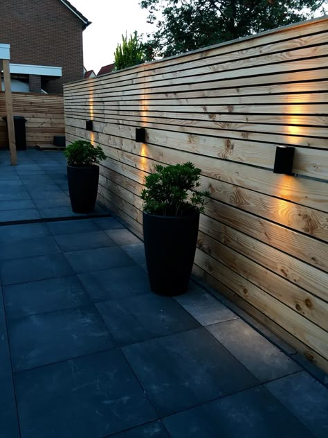 My fence 3 Decking Fence Ideas, Fence With Lights, Patio Wall Decor Outdoor, Contemporary Fencing, Patio Landscape Design, Mediterranean Homes Exterior, Bloxburg Modern House Exterior, Bloxburg Modern House, Philippines Modern House