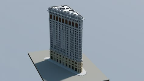 Flatiron Building, New York. Minecraft Project New York Minecraft, Downtown Minecraft, Lego Mansion, Minecraft Skyscraper, New York View, Minecraft City Buildings, Minecraft Ps4, City Ideas, Minecraft Mansion