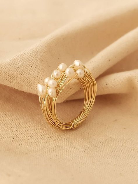 Pearl Ring Simple, قلادات متدلية, Simple Retro, Wire Jewelry Designs, Handmade Jewelry Tutorials, Diy Wire Jewelry, Accessories Brand, Wire Work Jewelry, Diy Rings