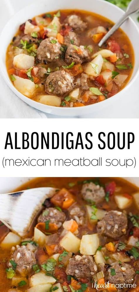 Mexican Style Meatball Soup, Meatball Soup Mexican, Beef Albondigas Soup, Meatball And Potato Soup, Meatball Recipes Soup, Best Albondigas Soup Recipe Mexican, How To Make Albondigas Soup, Meatball Potato Soup, Mexican Meatballs Recipes