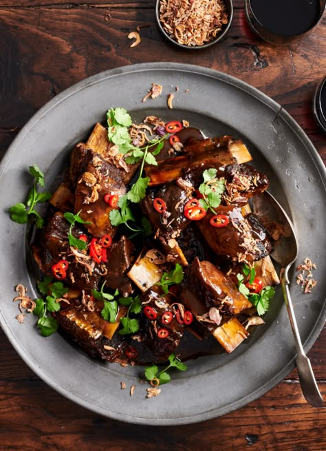 Sticky Soy and Sesame Beef Short Ribs » Dish Magazine Sticky Beef Short Ribs, Sticky Beef, Beef Short Ribs Recipe, Sesame Beef, Beef Short Rib Recipes, Rib Meat, Short Ribs Recipe, Asian Beef, Fried Shallots