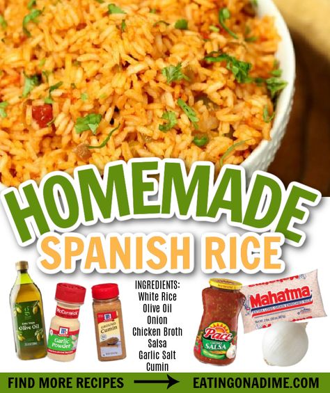 Mexican Rice Pilaf Recipe, Salsa Rice Easy, Bulk Spanish Rice Recipe, Diy Spanish Rice Easy, Simple Spanish Rice Recipe, Diy Mexican Rice Easy, Easy Spanish Rice With Salsa, Quick And Easy Spanish Rice, Easy Homemade Mexican Rice