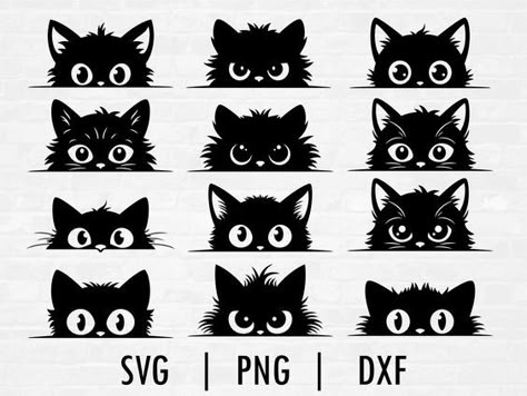 Peeking Cat SVG Pack, Cat Silhouette, Peeking Svg, Cut Files for Cricut & Silhouette, Svg, #svg #svgquotes #svgideas #svgfiles #freesvg #svgdesigns Peeking Cat Svg, Cat Svg Free, Free Silhouette Designs, Black Cat Artwork, Black Cat Svg, Cats Art Drawing, Peeking Cat, Idee Cricut, Cat Svg