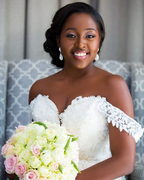 Follow us @ SIGNATURE BRIDE on Instagram and Twitter and on Facebook @ SIGNATURE BRIDE MAGAZINE. Check out our website @ signaturebride.net Ombre Bouquet, Luxury Bridal Bouquet, Soft Updo, Elegant Wedding Flowers, Bride Magazine, Black Bride, Bridal Updo, African Girl, Brides Magazine