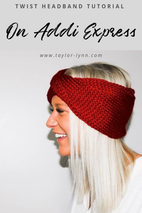 Twist Knit Headband Addi Express Tutorial - Addi Knitting Machine Headband, Addi Express Headband, Circular Knitting Machine Headband, Easy Knitting Machine Projects, Addi Headband, Addi Knitting Machine Projects Tutorials, Addi Express Projects, Addi Express Patterns, Knitting Machine Headband