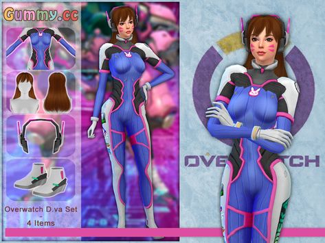 SUPPORT THE WONDERFULL CREATOR THIS PACK  Cats and Dogs needed The Sims 4 Overwatch Cc, Sims 4 Cc Anime Cosplay, Sims 4 Overwatch, Sims 4 Cosplay Cc, Sims Costume, Overwatch Costume, D Va Overwatch, Los Sims 4 Mods, D.va Overwatch