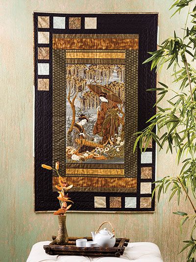 Learn to Quilt With Panels Panel Quilting, Learn To Quilt, Japanese Quilt Patterns, Wildlife Quilts, Quilt Panels, Asian Quilts, Wall Quilt Patterns, Panel Ideas, Panel Quilt Patterns