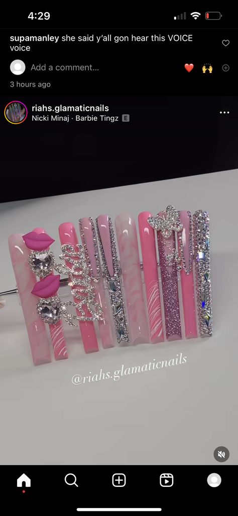 Nicki Minaj Concert Nails, Nicki Minaj Inspired Nails, Nicki Minaj Nails Ideas, Nicki Minaj Nails, Nicki Minaj Concert, Acrylic Nail Designs Classy, Nicki Minaj Wallpaper, Concert Nails, Nicki Minaj Barbie