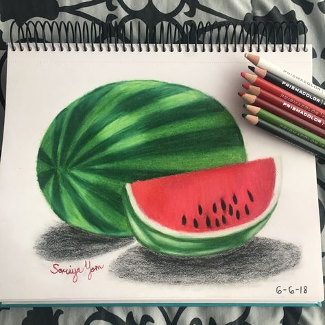 Melon Madness Drawing #prismacolor #watermelon Madness Drawing, Drawing Prismacolor, Watermelon Drawing, Prismacolor Drawing, Watermelon Art, Color Drawing, Realistic Drawings, Colorful Drawings, Drawing Reference