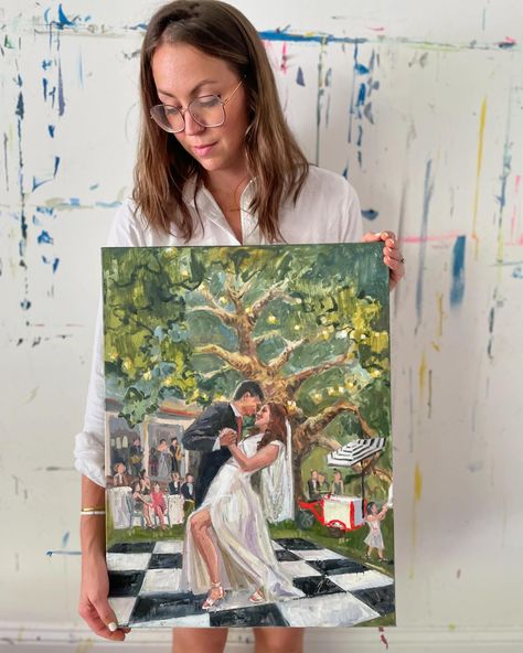 It’s the absolute privilege to be a witness to your moments. #liveweddingpainter  Congratulations Alexandria and Yuzhen!  18”x24” oil on canvas, painted live at the event with about an hour of touch ups in the studio.   Venue @cummermuseum  Planning @milestone.wedding  Catering @chefsgardenevents  Florals @weddingflowersjax  Will add the remaining vendors when I find them! 😘 Wedding Painting, Live Painting, Painting Inspo, Dear Future, Wedding Catering, Creative Life, In The Studio, Creative Process, The Studio