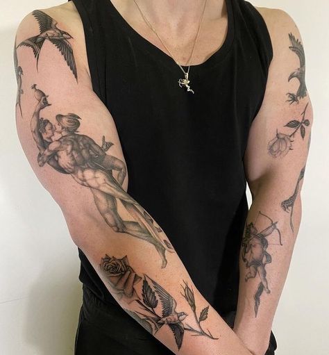 Sagittarius Tattoo Designs, Cherub Art, Small Forearm Tattoos, Insect Tattoo, Wrist Tattoos For Guys, Half Sleeve Tattoos For Guys, Inspiration Tattoos, Eagle Tattoos, Modern Tattoos