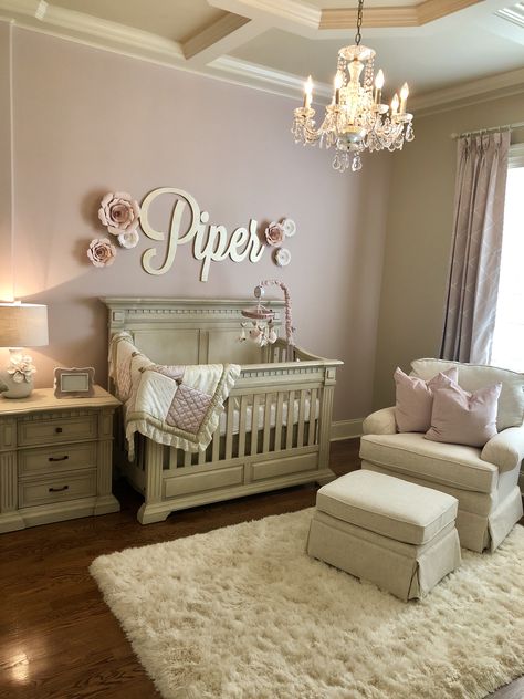 Piper’s nursery Soft Color Nursery, Modern Princess Nursery, Plush Nursery Rug, Girly Nursery Ideas Butterfly, Glam Nursery Ideas, Simple Baby Nursery Ideas, Dusty Rose Nursery Girl, Rustic Nursery Room Ideas, Pink Nursery Ideas