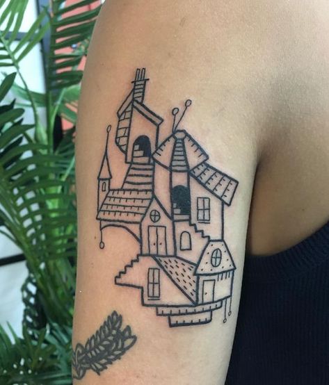 Mad Manning on Instagram: "Arm town for Huy! Thanks for choosing this design ✨ . . . . #towntattoo #citytattoo #villagetattoo #medievaltattoo #tattooapprentice #apprenticetattoos #linetattoo #houses #armtattoo #stairs #femaletattooartist #village" Village Tattoo, Town Tattoo, Medieval Tattoo, City Tattoo, Female Tattoo Artists, Tattoo Apprentice, This City, Line Tattoos, Thanks So Much