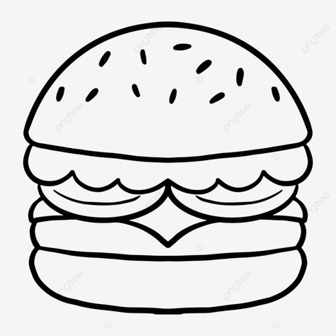 Drawing Burger, Burger Sketch, Burger Drawing, Rat Drawing, Line Art Illustration, Png Transparent Background, Drawing Art, Vector File, Art Illustration