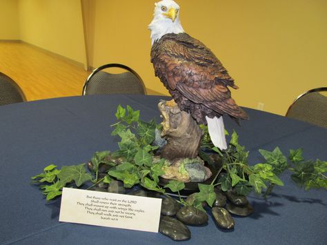 Eagles Wings Centerpiece Religious Table, Banquet Decor, Birthday Party Ideas For Boys, Court Of Honor, Church Worship, Recycled Products, Eagles Wings, Pastor Appreciation, Family Reunion Ideas