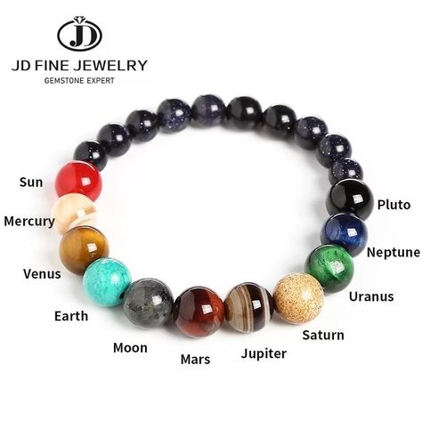 Eight Planets, Solar System Bracelet, Galaxy Jewelry, Bracelets Men, Chakra Beads, Energy Bracelets, Handcrafted Accessories, Chakra Bracelet, Elegant Bracelet