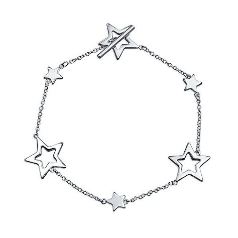 Star Bangle, Patriotic Stars, Silver Necklace Statement, Dangle Hoop Earrings, Star Chain, Christmas Bracelet, Toggle Bracelet, Celestial Jewelry, Funky Jewelry