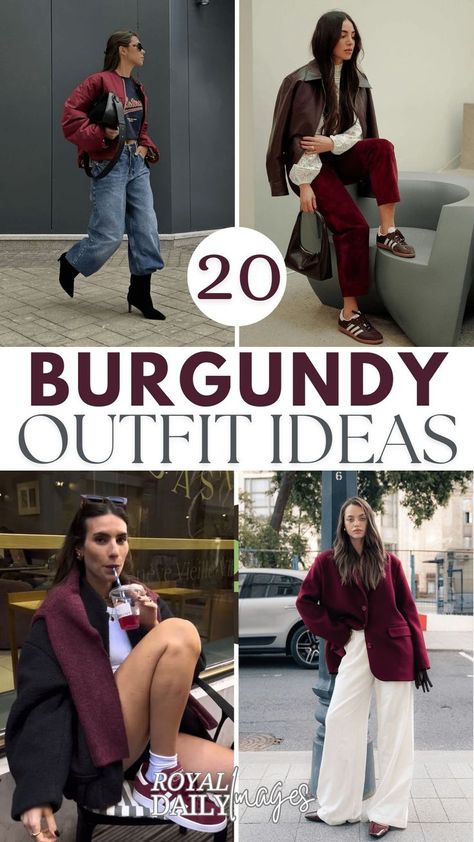 Burgundy Outfit Ideas for Fall Burgundy Cardigan Outfit Fall, Burgundy Vest Outfit, Burgundy Turtleneck Outfits, Maroon Leather Jacket Outfit, Burgundy Fall Outfits, Maroon Sweater Outfit, Burgundy Cardigan Outfit, Burgundy Blazer Outfit, Burgundy Leather Jacket Outfit