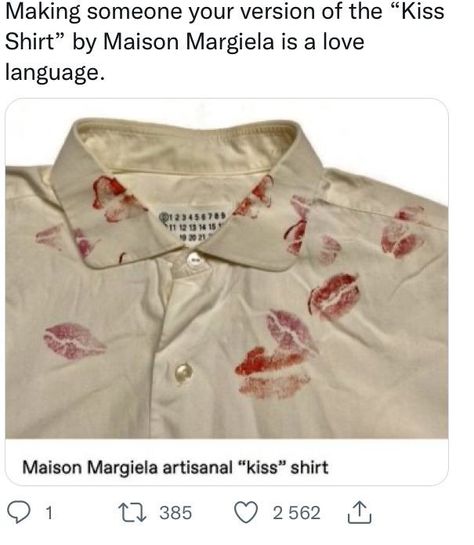 Maison Margiela Kiss Shirt, Margiela Kiss Shirt, Redo Clothes, Lovecore Aesthetic, Russian Roulette, Presents For Boys, Bf Gifts, Creative Gifts For Boyfriend, Fashion Project