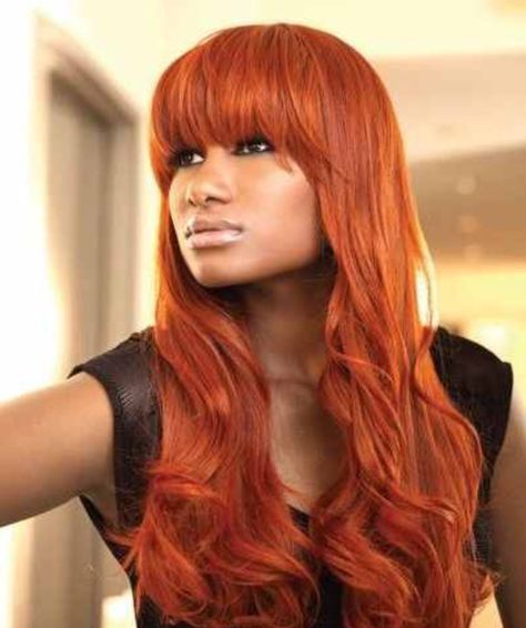 Sunset orange color Burnt Orange Hair Color, Dark Orange Hair, Burnt Orange Hair, Black Women Hair Color, Red Orange Hair, Dark Red Hair Color, Shades Of Red Hair, Hair Color Orange, Dyed Red Hair