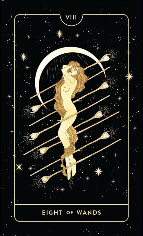 Divine Feminine Tarot, 8 Of Wands, Suit Of Wands, Eight Of Wands, Divine Tarot, Wands Tarot, Change For The Better, Reaching Your Goals, Celebrating Women